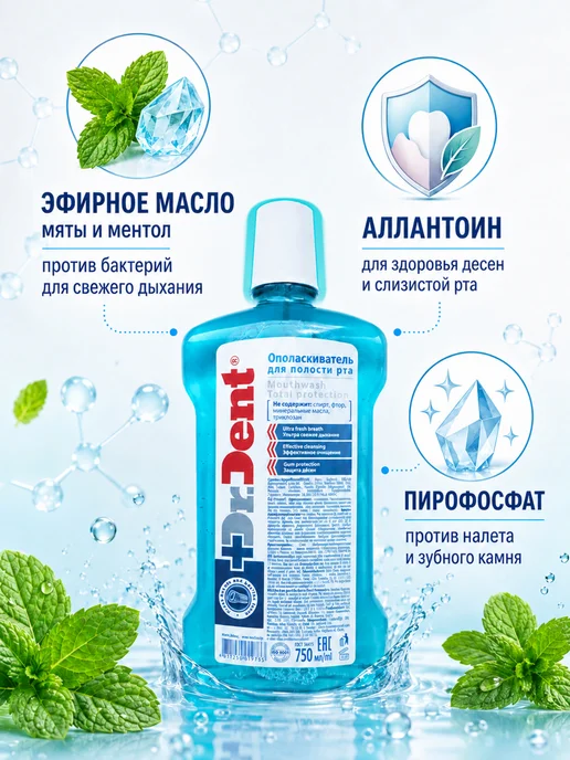 MODUM Ополаскиватель для полости рта Dr.Dent Total Protection, вариант, фото 4