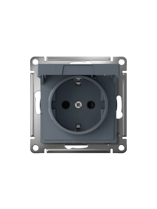 Systeme Electric AtlasDesign розетка с заземл. со шторк. грифель, серый, фото 7