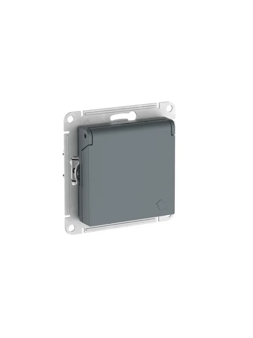 Systeme Electric AtlasDesign розетка с заземл. со шторк. грифель, серый, фото 8