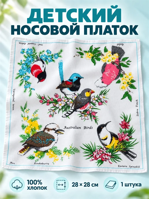 Lapastel Платок 1 шт 28х28 см хлопок детский многоразовый карманный, 28x28 см, 1 шт