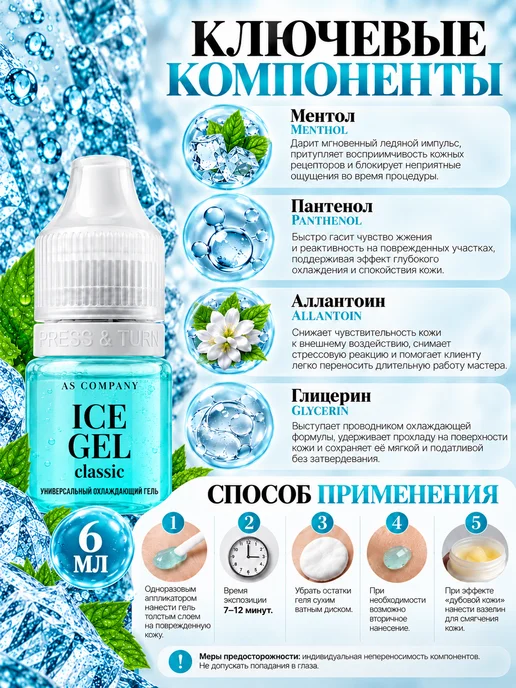 AS COMPANY BY ALINA SHAKHOVA Охлаждающий гель ICE GEL CLASSIC 15 мл AS COMPANY, 6 мл, фото 2