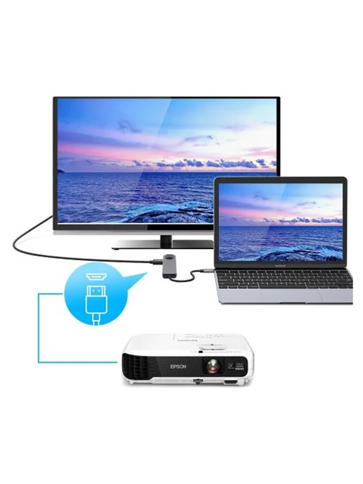 KS-is Док станция USB Type C 5 в 1 KS-561, серый, фото 2