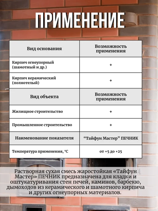 ТАЙФУН МАСТЕР Жаростойкий состав "Печник", 5 кг, 20 кг, фото 4