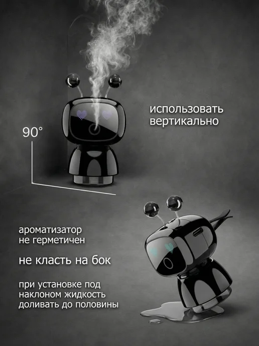 Ароматизатор в машину робот на дефлектор набор, черный, фото 3