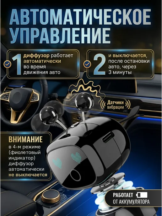 Ароматизатор в машину робот на дефлектор набор, черный, фото 6