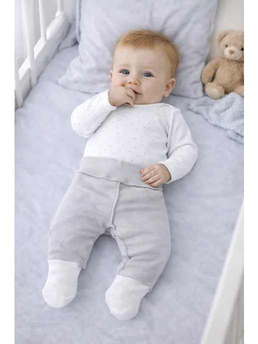 DANA baby Ползунки с вшитыми носочками для малышей, серый, фото 3