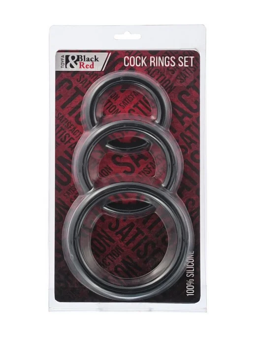 ToyFa Набор силиконовых эрекционных колец Black & Red, черный, фото 2