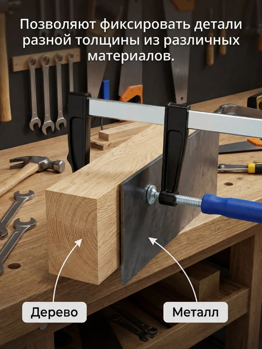 Струбцина Быстрозажимная усиленная большая 450*60 мм 4 шт, 4 шт, фото 3