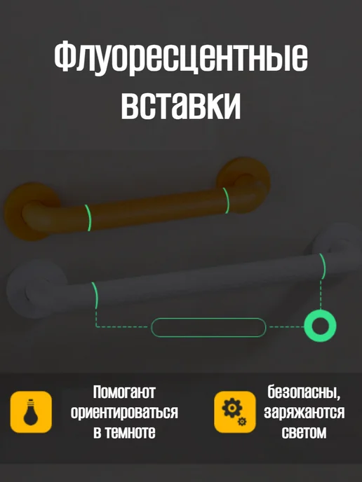 DENART Поручень для ванной настенный ручка для пожилых и инвалидов, белый, фото 4