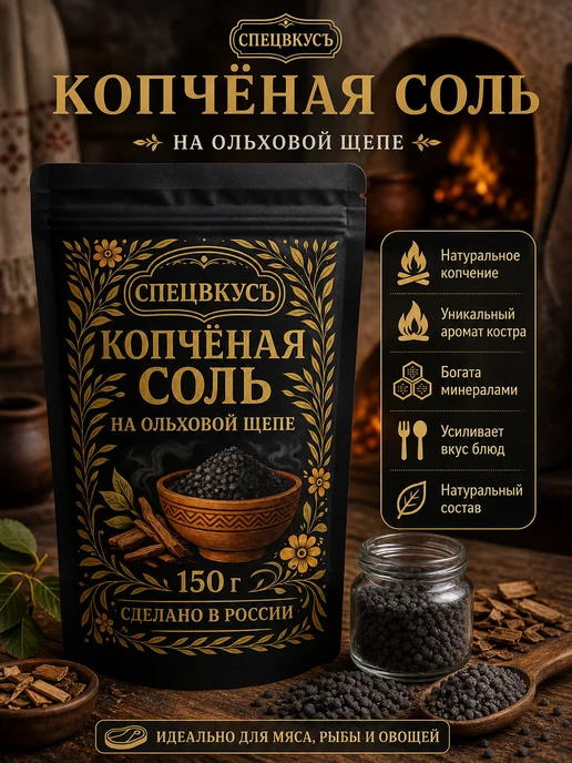 Спецвкусъ Копчёная соль на Ольхе пищевая 150 г, 150 г