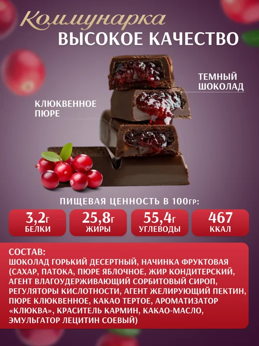 Коммунарка Шоколад темный с начинкой набор, вариант, фото 3