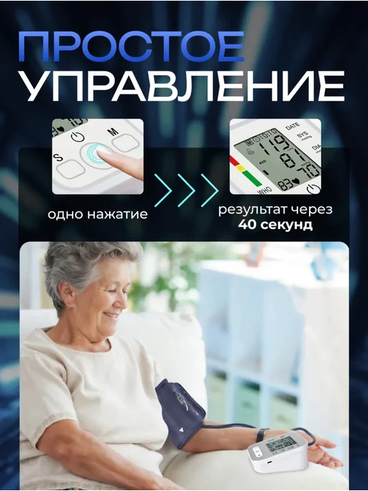 Тонометр для измерения давления автоматический электронный, белый, фото 4