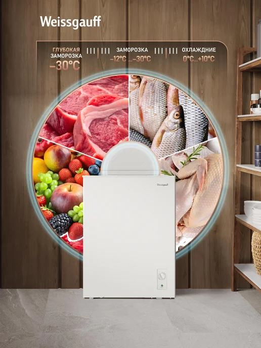 Weissgauff Морозильная камера WFH-150 Inverter  Морозильная камера-ларь 3 в 1, Узкий, Инверторный компрессор, Общий объем 177 литров, Охлаждение, Заморозка, Суперзаморозка, глухая крышка, 1 корзина, работа в неотапливаемом помещении, белый, прозрачный, белый, фото 7