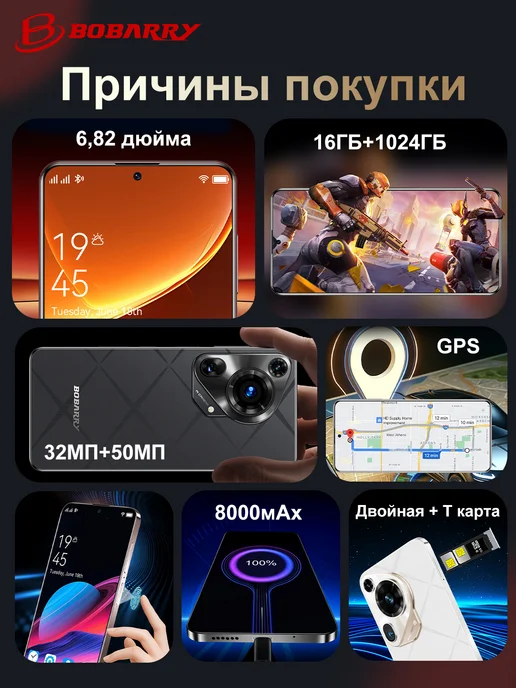 Смартфон Bobarry P70 Ultra 1 ТБ, коричневый, фото 3