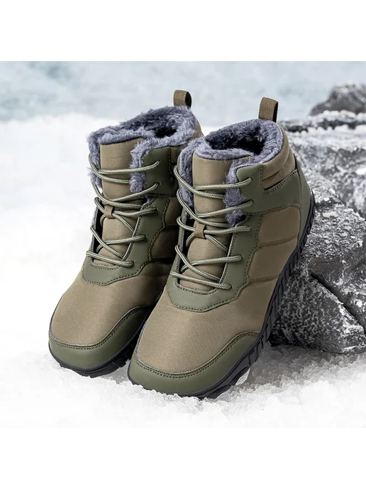 Мужские трекинговые ботинки anti slip, тёплые, для снега (зе, зеленый, фото 4