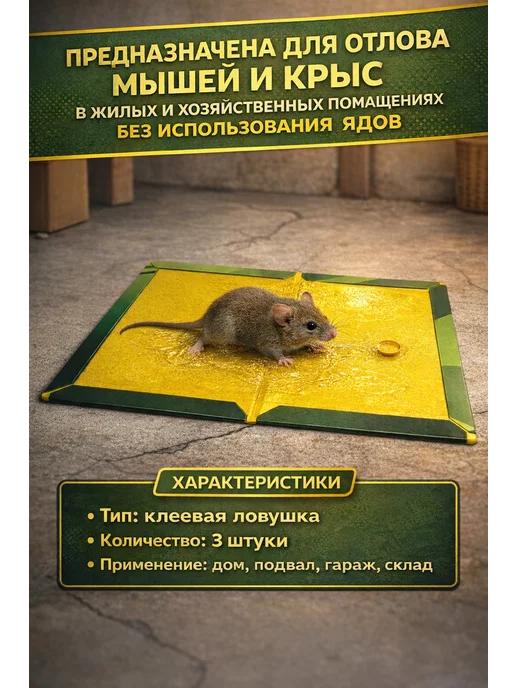 Aleng Мышеловка книжка ловушка от мышей клейкая 3 шт, 3 шт, фото 2