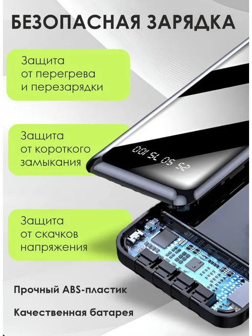 Внешний аккумулятор повербанк 20 000 mAh с быстрой зарядкой, 0 мАч, фото 4