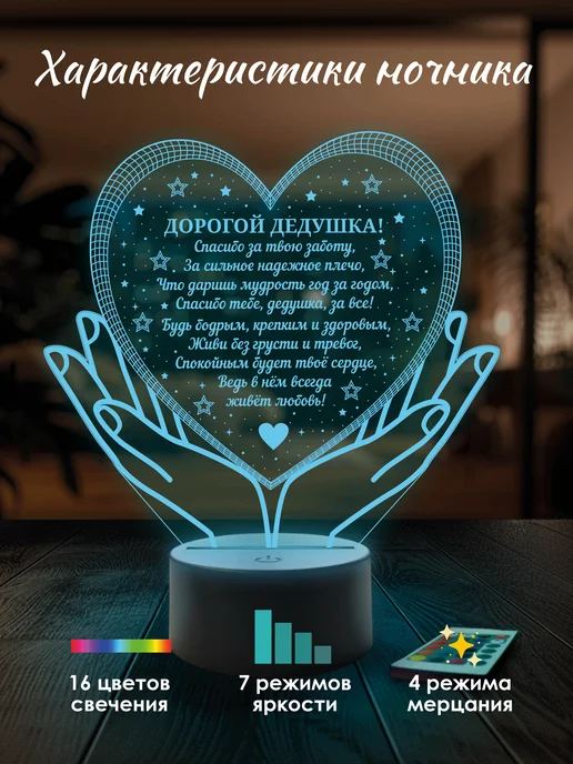 Свет любви Подарок дедушке на день рождения от внучки внука юбилей, вариант, фото 2
