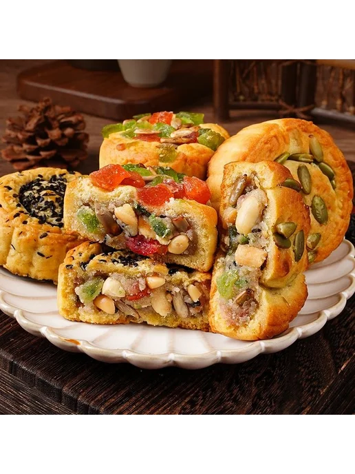 Китайский пирог Юэбин с черным кунжутом, 3 шт, 250 г, 3 шт, 250 г, фото 5