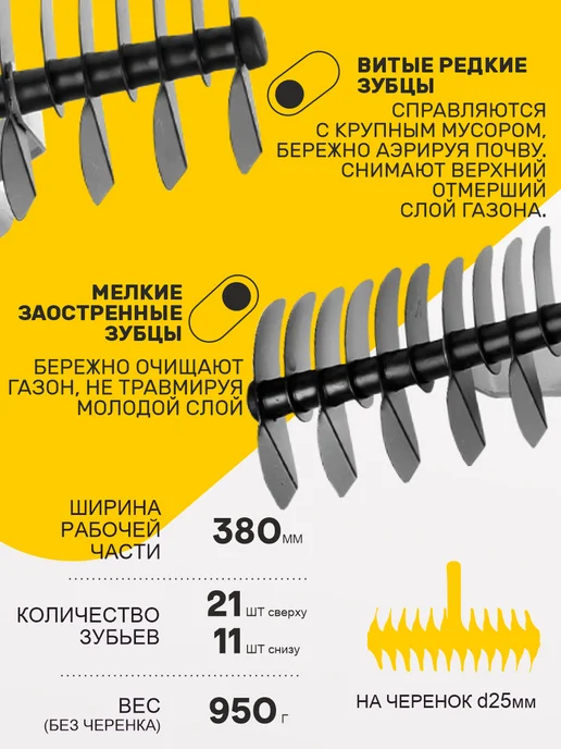 Урожайная сотка Грабли садовые металлические двухсторонние для газона, черный, фото 2