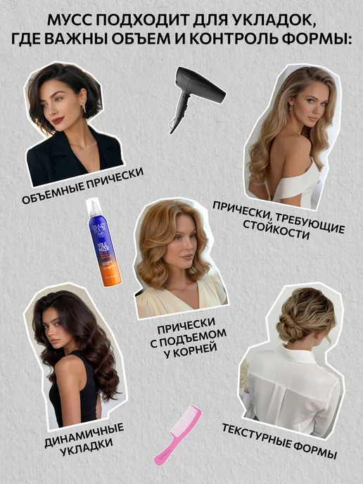 CONSTANT DELIGHT Мусс для объема и фиксации волос CRAZY HAIR, 250 мл, 250 мл, фото 5