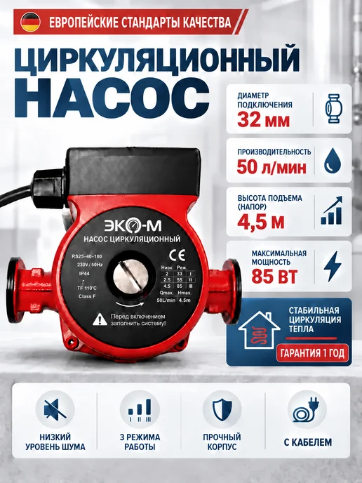 ЭКОМЕРА Циркуляционный насос для отопления 32-40, вариант