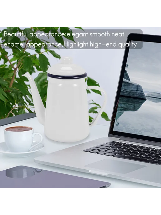 1 1L High-Grade Enamel Coffee Pot Pour over Milk Water Jug, 1 л, фото 6