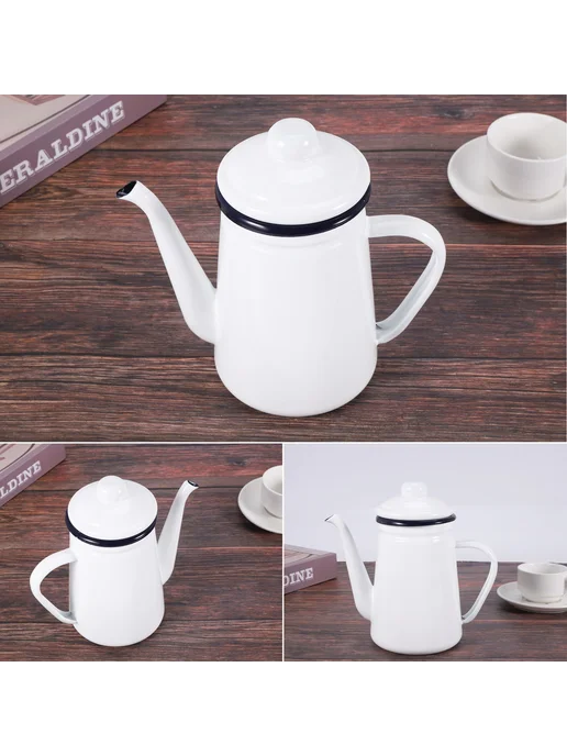 1 1L High-Grade Enamel Coffee Pot Pour over Milk Water Jug, 1 л, фото 8