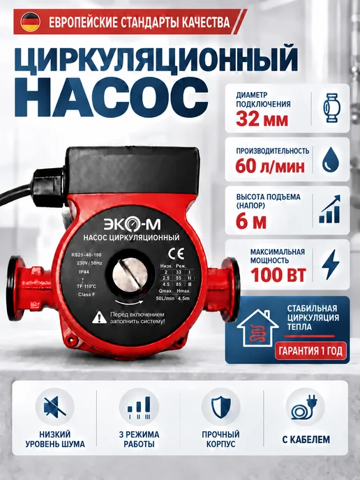 ЭКОМЕРА Циркуляционный насос для отопления 32-60, вариант
