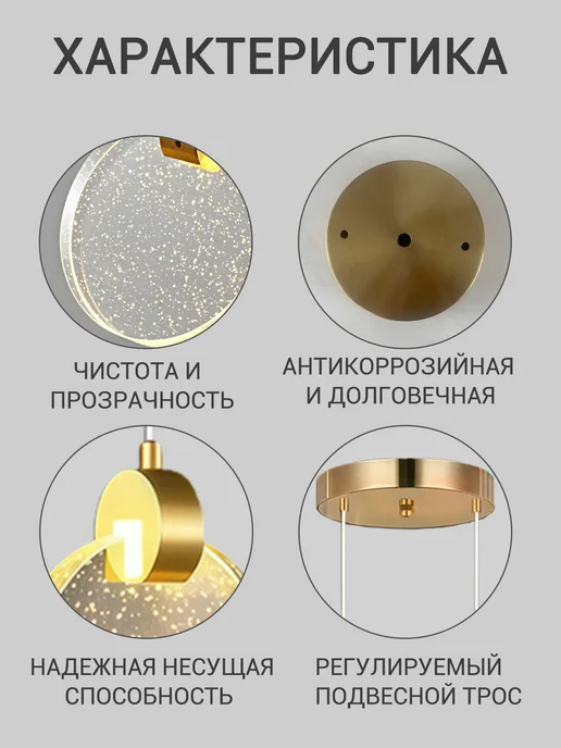 SLD Люстра потолочная светодиодная для спальни гостиной, желтый, фото 7