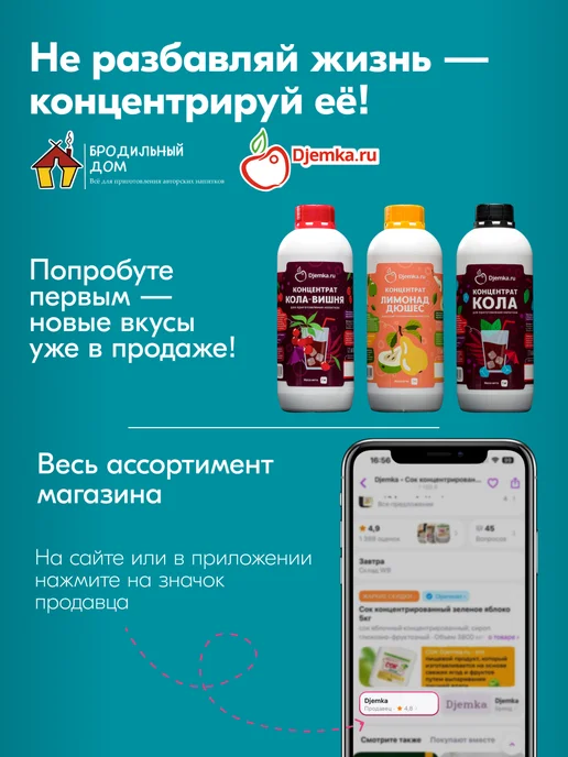 Djemka Концентрат для приготовления напитков Киви 1кг, 1 кг, фото 7