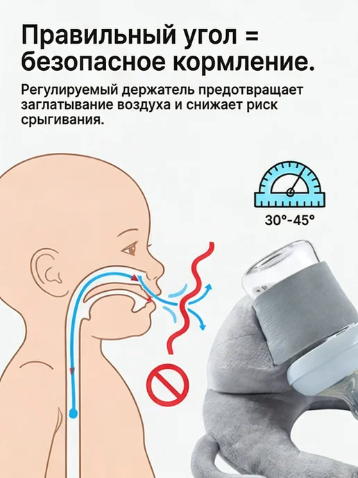 Подушка для кормления держатель бутылочки, серый, фото 5