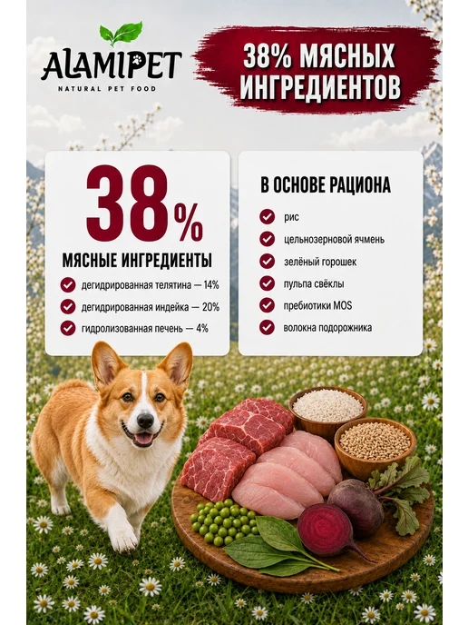 Сухой корм ALAMIPET Cухой для собак, крупные, средние, 0,8 кг, фото 6