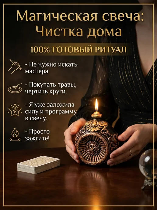 Магические свечи Магическая свеча Чистка дома, черный, фото 7