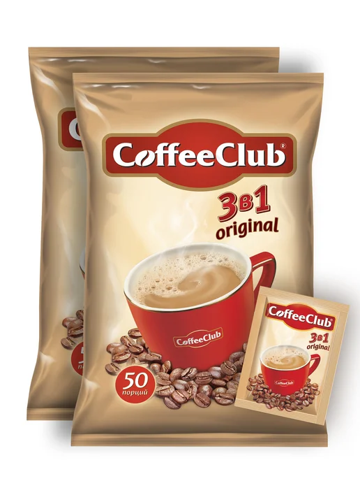 Coffee Club Растворимый кофейный напиток 3 в 1 CoffeeClub original 100 ш…, 100 шт, фото 6
