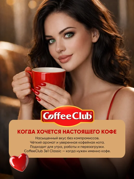 Coffee Club Растворимый кофейный напиток 3 в 1 CoffeeClub классик 100 шт, 100 шт, фото 4