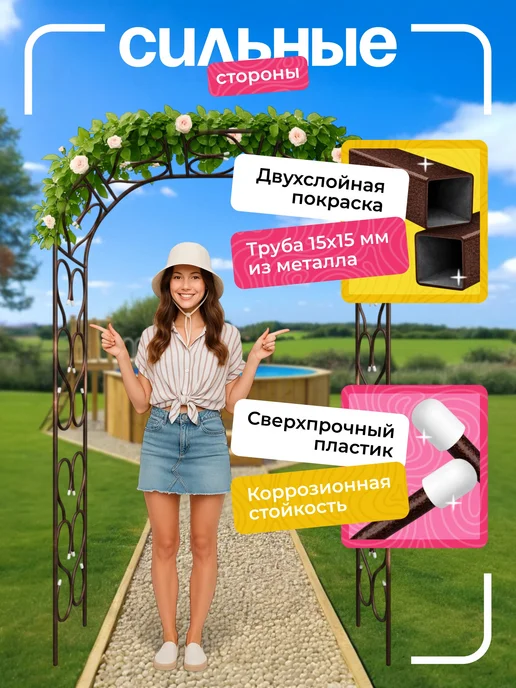 NashaKlumba Арка садовая металлическая "Узорная 50ПТ Гранд", коричневый, фото 2