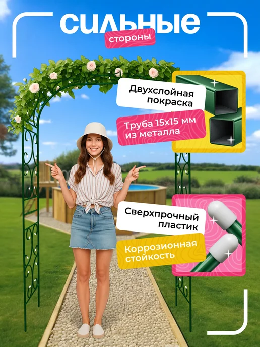 NashaKlumba Арка садовая металлическая "Прованс 50ПТ Гранд", зеленый, фото 4
