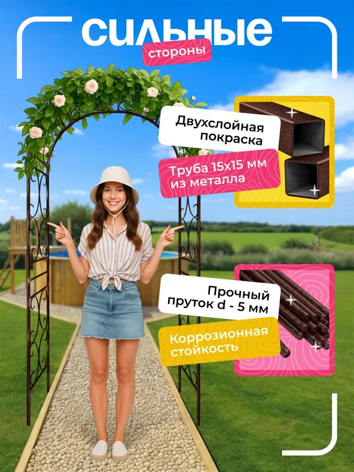 NashaKlumba Арка садовая металлическая "Прованс 50ПТ Гранд", коричневый, фото 3