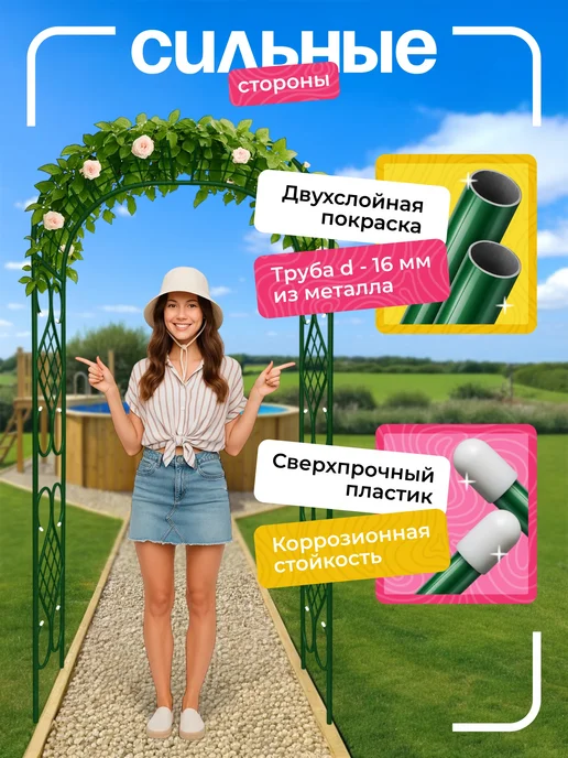 NashaKlumba Арка садовая металлическая "Комби 50", зеленый, фото 3