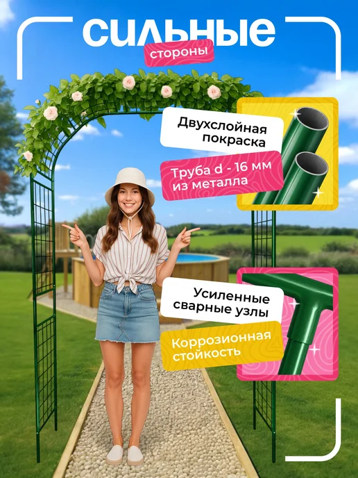 NashaKlumba Арка садовая металлическая "Решетка 35 Гранд", зеленый, фото 4