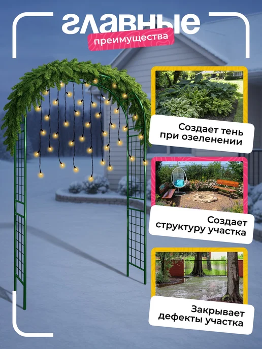 NashaKlumba Арка садовая металлическая "Решетка 35 Гранд", зеленый, фото 5