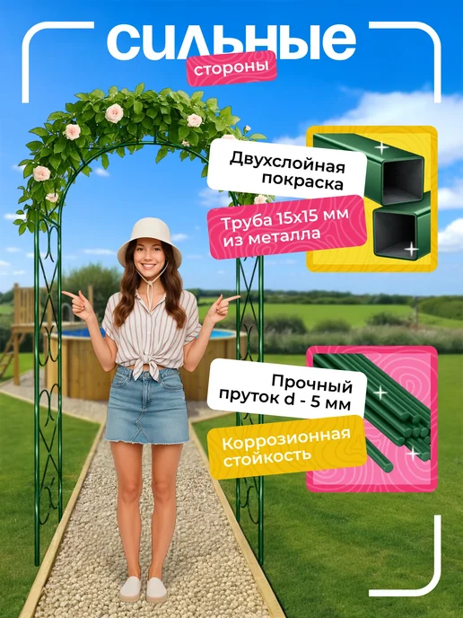 NashaKlumba Арка садовая металлическая "Сердце 50ПТ", пруток, зеленый, фото 3