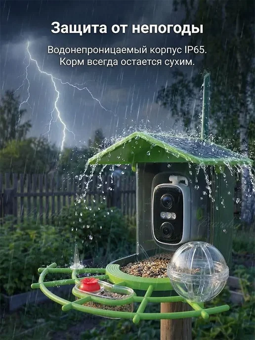кормушка для птиц уличная на дерево с камерой, вариант, фото 7