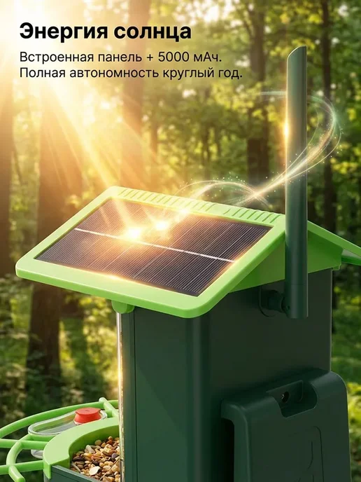 кормушка для птиц уличная на дерево с камерой, вариант, фото 8