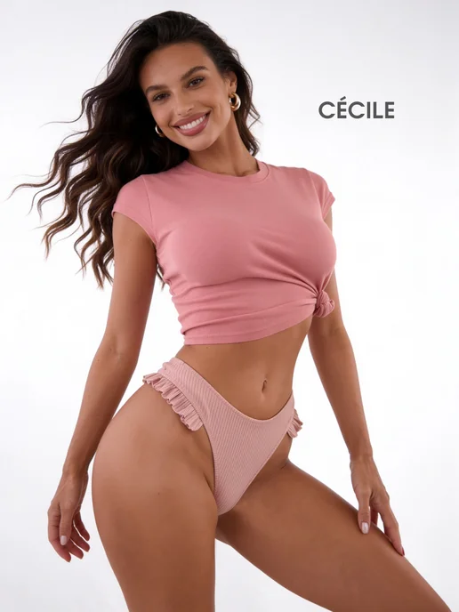 Cecile Трусы стринги женские хлопок набор, розовый, фото 5