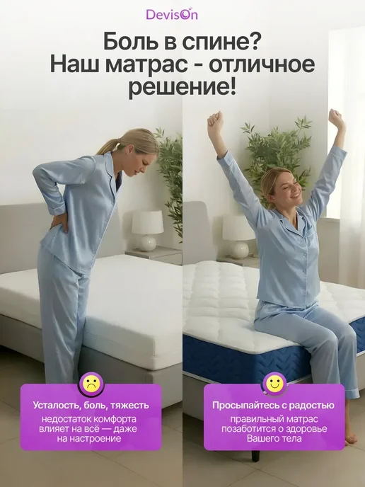 Devison Матрас 160х200 пружинный на кровать анатомический, 80x200, фото 4