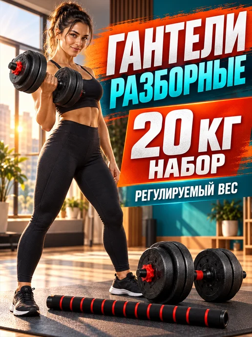 AbcAge Гантели разборные пластиковые 20 кг, 20 кг