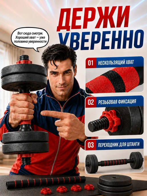 AbcAge Гантели разборные пластиковые 20 кг, 20 кг, фото 5