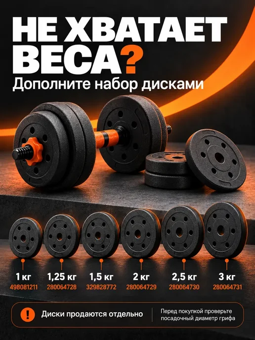 AbcAge Гантели разборные пластиковые 20 кг, 20 кг, фото 6